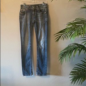 👖♥️Miss Me Woman’s Rhinestone Straight Blue Jeans Size 27